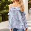 Nanu Light Purple Tie-Dye Ruffle Chiffon Off-Shoulder Top - Women