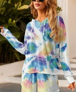 Nanu Blue Tie-Dye Drop-Shoulder Relaxed-Fit Hoodie - Plus