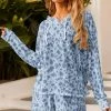 Nanu Dark Blue & Light Blue Leopard Drop-Shoulder Relaxed-Fit Hoodie - Plus