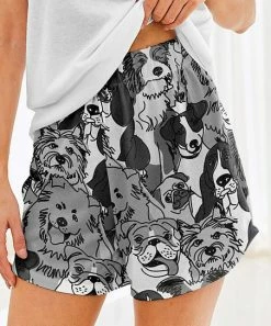 Nanu Dark Gray & White Dogs Hacci Drawstring Shorts - Women & Plus