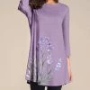 Nanu Purple Floral Three-Quarter Sleeve Tunic - Plus