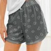 Nanu Dark Gray & White Heart Hacci Drawstring Shorts - Women