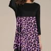Nanu Black & Purple Leopard Three-Quarter Sleeve Tunic - Plus