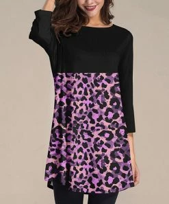 Nanu Black & Purple Leopard Three-Quarter Sleeve Tunic - Plus