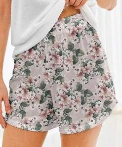 Nanu Pink Floral Hacci Drawstring Shorts - Women