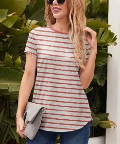 Nanu Red & White Stripe Curved-Hem Tee - Women 5 Nanu Red & White Stripe Curved-Hem Tee - Women -Nanu Saleshop zu96114548 alt 2 tm1621533489