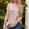 Nanu Red & White Stripe Curved-Hem Tee - Women
