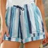 Nanu Dark Blue & Light Blue Stripe Drawstring Pocket Cuffed-Hem Shorts - Women