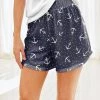 Nanu Dark Blue Boat Anchor Hacci Drawstring Shorts - Women