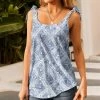 Nanu Blue & White Abstract Bow-Strap Tank - Women