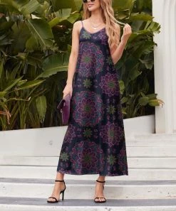 Nanu Navy & Pink Mandala V-Neck Sleeveless Maxi Dress - Plus