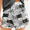 Nanu Black & Gray Cats Hacci Drawstring Shorts - Women