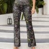 Nanu Black & Mauve Floral Flared Yoga Pants - Plus