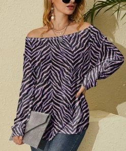 Nanu Purple & Black Zebra Hacci Boatneck Dolman Pullover - Plus