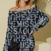 Nanu Black & Blue Abstract Letters Hacci Boatneck Dolman Pullover - Plus