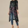 Nanu Black Flowers Hi-Low Tunic - Women