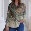 Nanu Dark Green Marble V-Neck Long-Sleeve Round-Hem Tunic - Plus