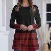 Nanu Black & Red Plaid Color Block Long-Sleeve Tunic - Women