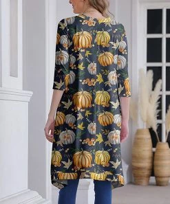 Nanu Dark Blue & Yellow Pumpkin Hi-Low Tunic - Women -Nanu Saleshop zu99403176 alt 1 tm1631201050