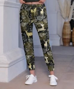 Nanu Black & Gold Reindeer Hacci Pocket Joggers - Plus