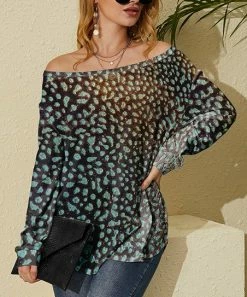 Nanu Black Leopard Hacci Boatneck Dolman Pullover - Plus