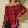Nanu Red & Black Plaid Hacci Boatneck Dolman Pullover - Plus